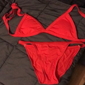 Red swim suit